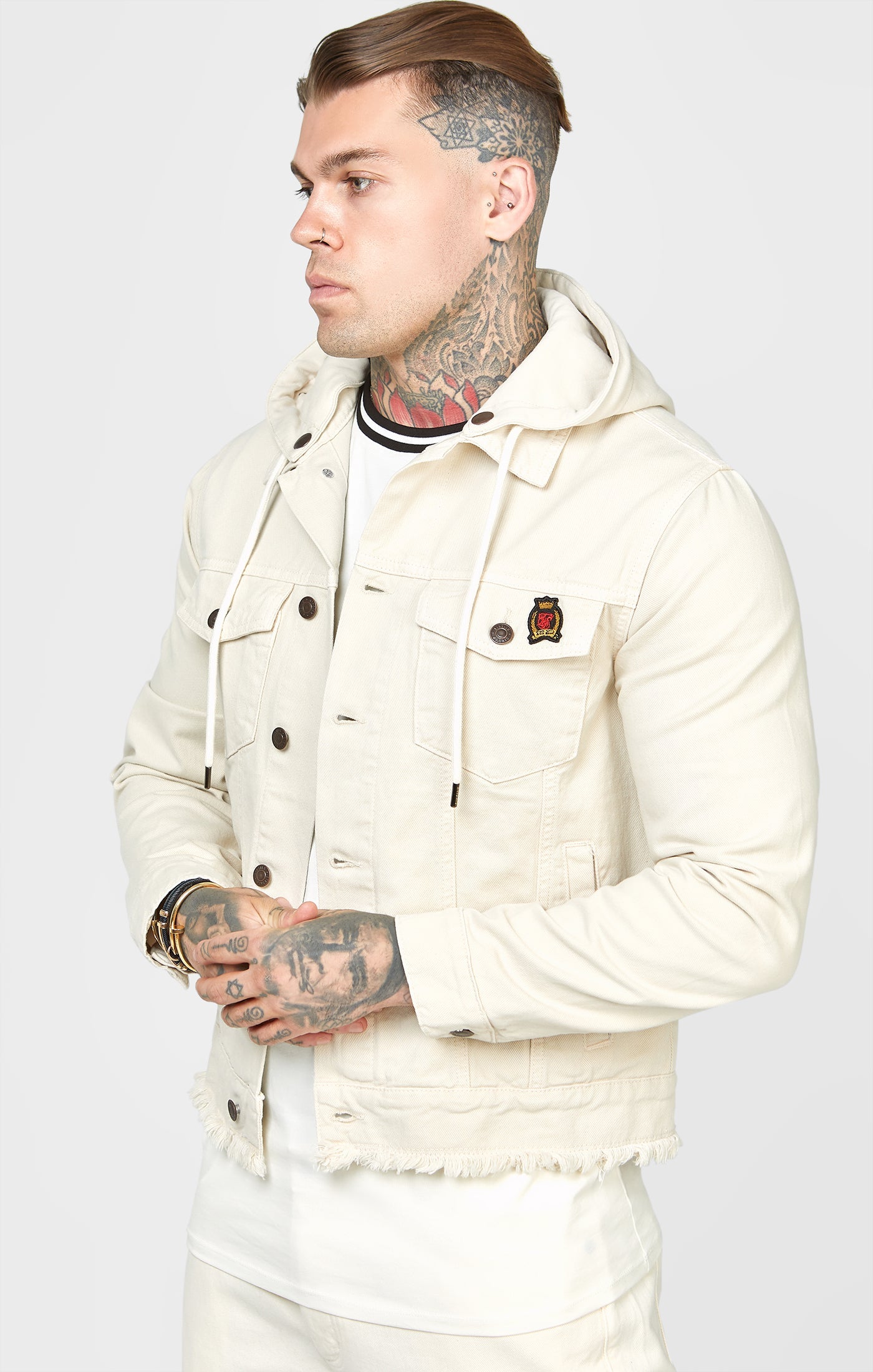 Ecru Hooded Denim Jacket
